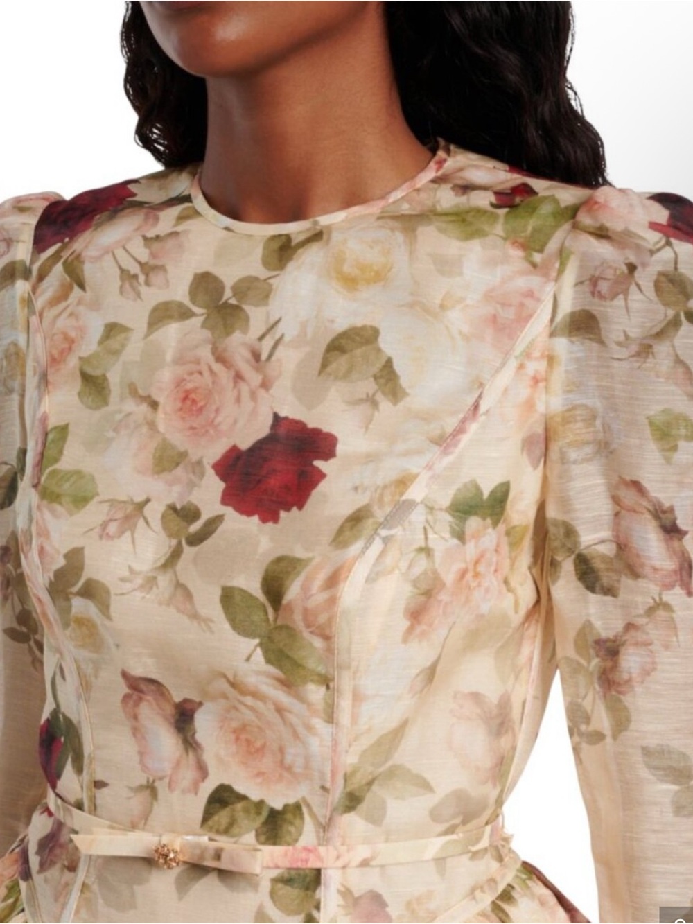 Zimmermann Cream Floral Lace-Trim Fit & Flare Long-Sleeve Dress - Picture 7 of 7